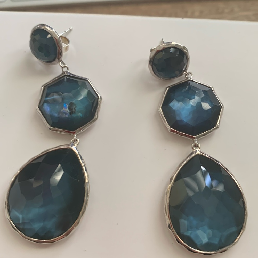 Ippolita quartz and mother of pearl triplet crazy 8’s drop earrings